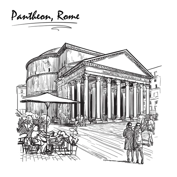 Schizzo del Pantheon su una BG bianca — Vettoriale Stock