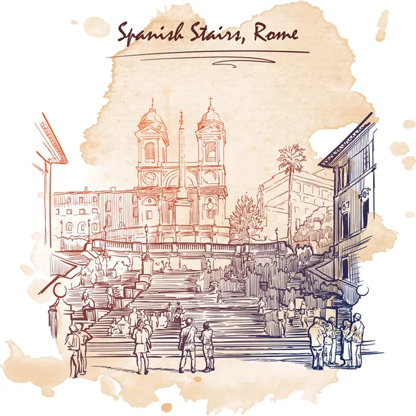 Spanish Stairs sketch on a grunge background — Stock Illustration Spanish Stairs sketch on a grunge background Stock Vector