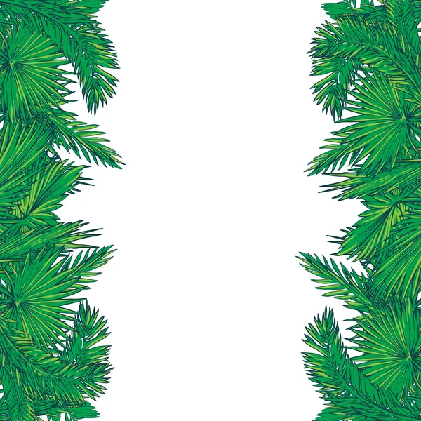 Palmtree verde deixa fronteira vertical — Vetor de Stock