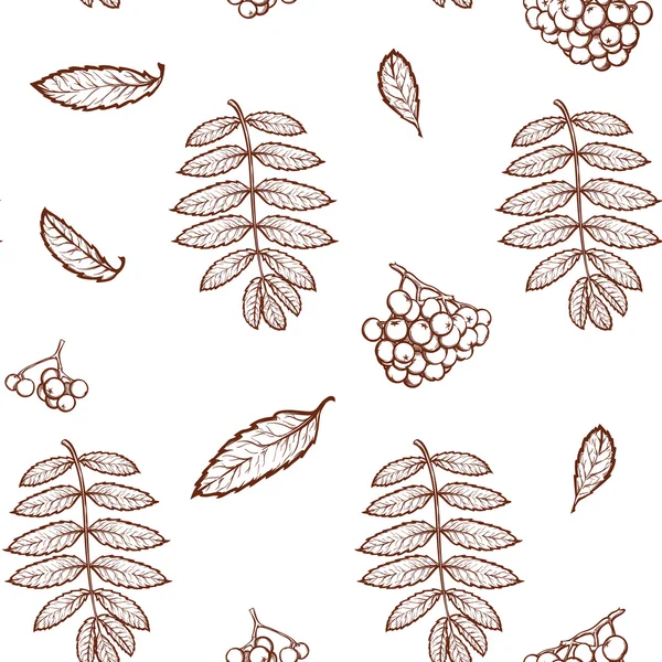 Autumn rowanberry leaves and seads seamless pattern — Stock Vector