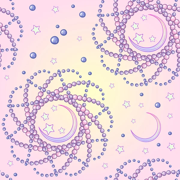 Pastel goth stars and pearls seamless pattern — Stock Vector