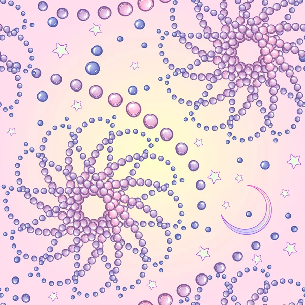 Pastel goth stars and pearls seamless pattern — Stock Vector