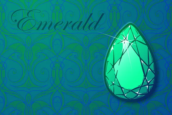 Pedra preciosa esmeralda no fundo padrão —  Vetores de Stock
