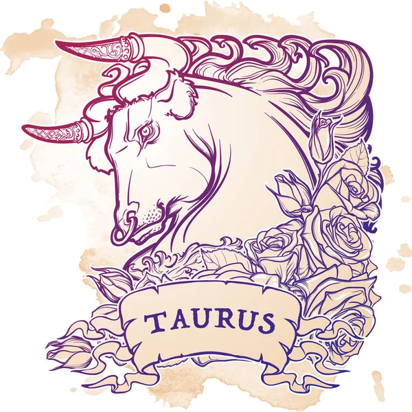 Astrologischer Taurus isoliert auf Grunge-Hintergrund. — Stockvektor