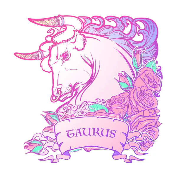 Astrologische Taurus geïsoleerd op witte achtergrond. — Stockvector