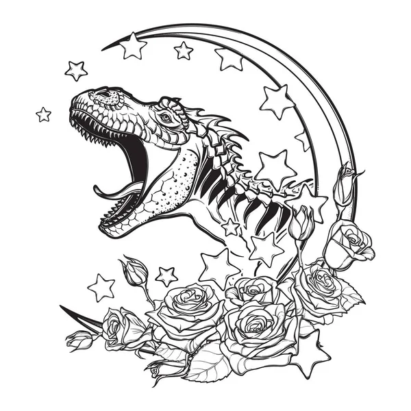 Tyrannosaurus rugiente boceto sobre fondo blanco — Vector de stock