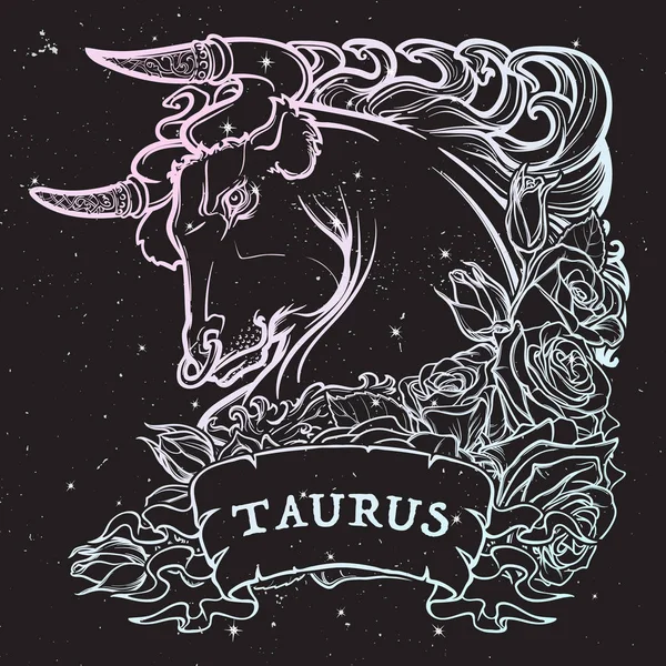 Astrologické Taurus izolované na pozadí hvězdné oblohy. — Stockový vektor