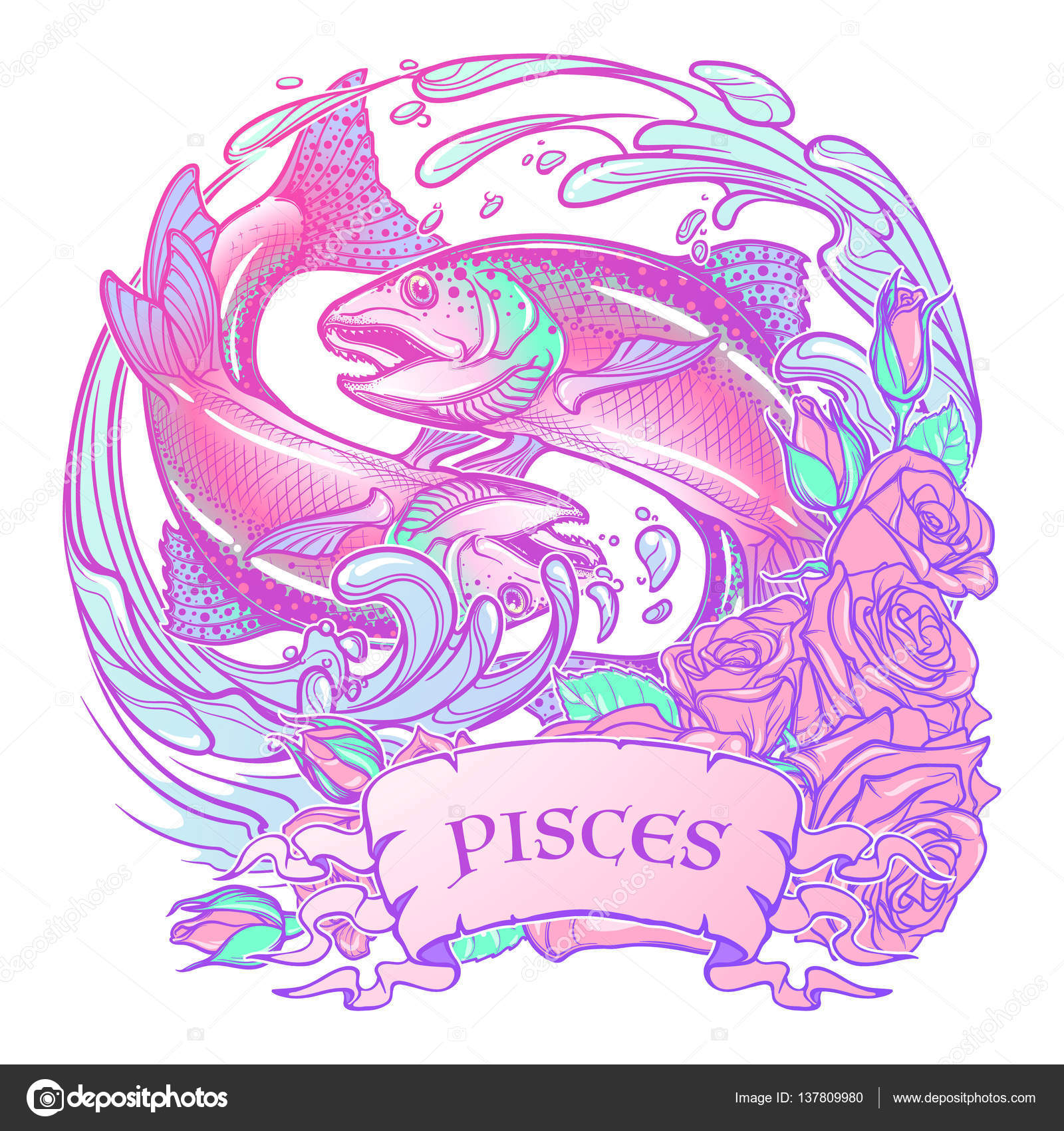 posizione di cerchio telaio decorativo delle Rose D epoca art nouveau style concept art per Oroscopo tatuaggio o libro da colorare