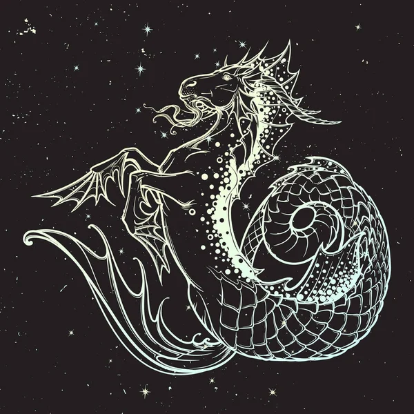 Zodiac sign Capricorn. Night sky — Stock Vector