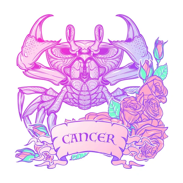 Zodiac Cancer. Pastelové barvy — Stockový vektor