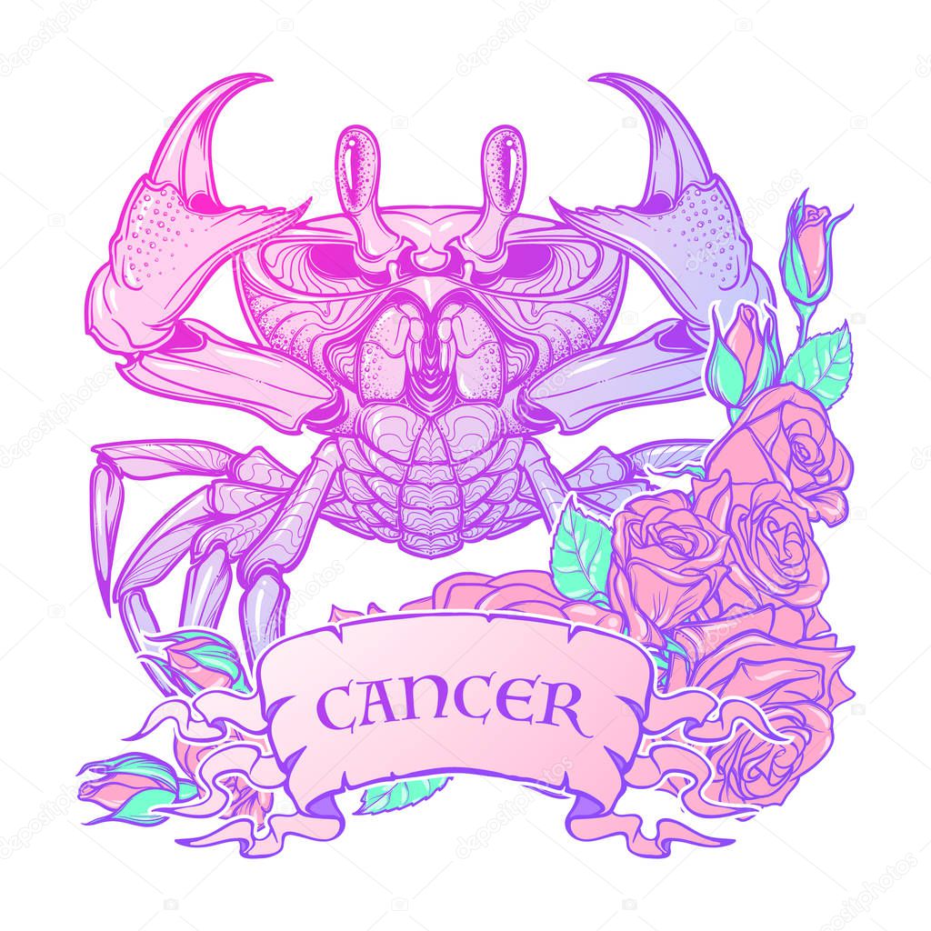 Zodiac Cancer. Pastel colors