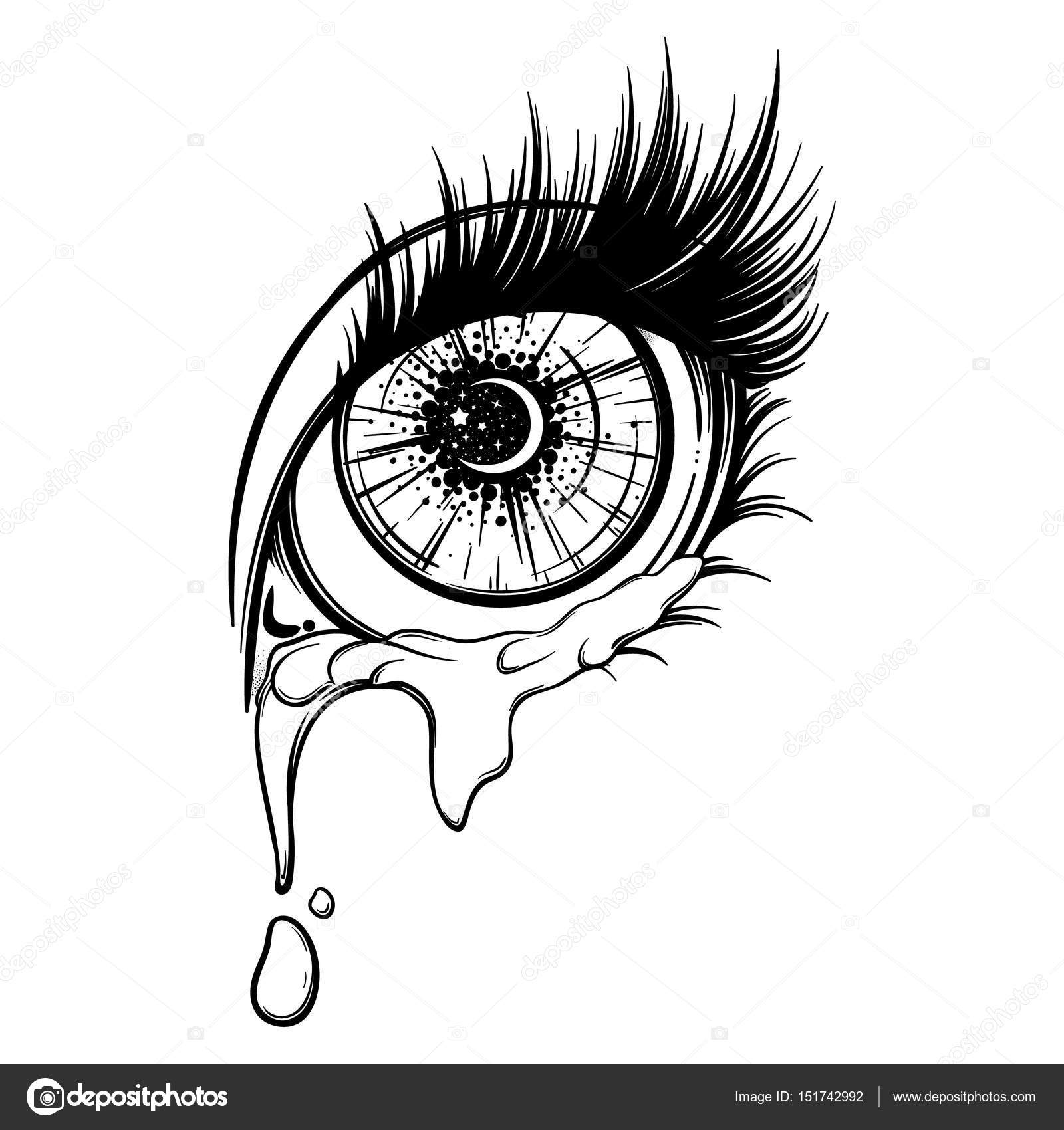 Crying eye in anime or manga style with teardrops and reflections. Highly  detailed vector illustration. Stock Vector Image by ©Aen_Seidhe #151742992