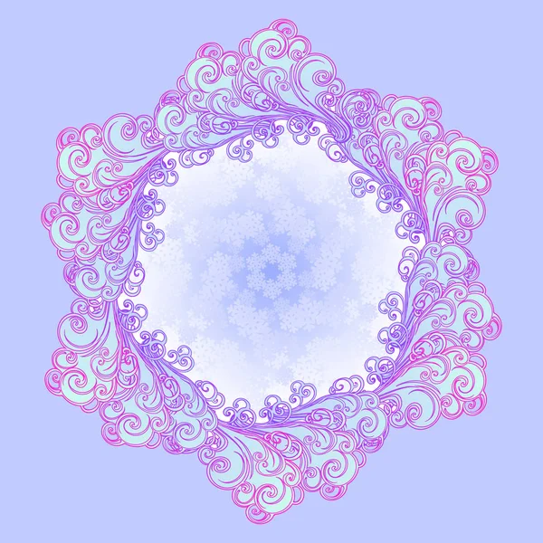 Style conte de fées motif festif d'hiver sans couture. Nuages bouclés ornés avec des flocons de neige qui tombent. L'humeur de Noël. Palette pastel — Image vectorielle