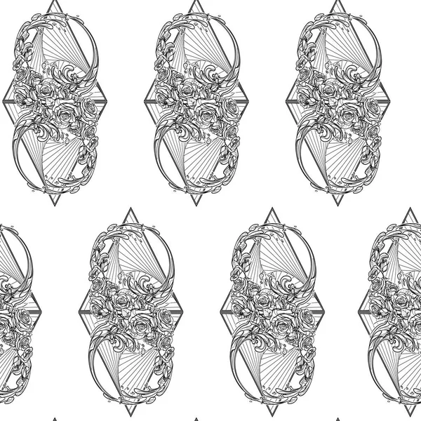 Elemento de agua BW Patrón sin costura — Archivo Imágenes Vectoriales