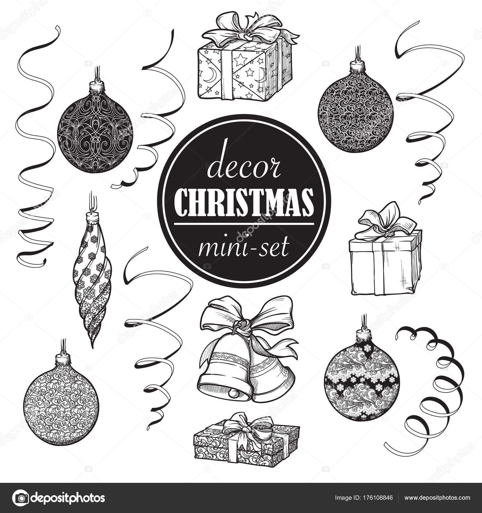 Insieme della decorazione di Natale Insieme di og ti decorativi Natale popolare Disegni a mano