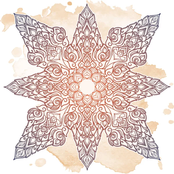 Motivo decorativo popular no Sudeste Asiático. Enfeite em forma de estrela intricada. Desenho manual. Desenho de tatuagem. Isolado em fundo texturizado . —  Vetores de Stock