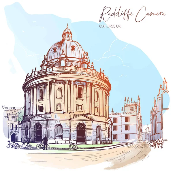 Radcliffe camera. Westminster, Londen, Verenigd Koninkrijk. Uitstekend voorbeeld van de Palladiaanse architectuur. — Stockvector