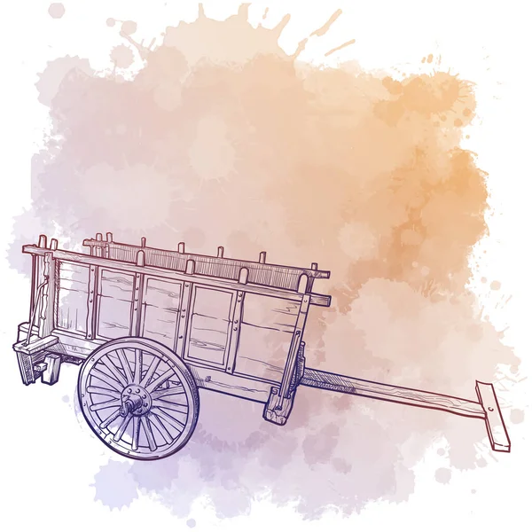 Old-fashioned farm cart. Grunge — 图库矢量图片#