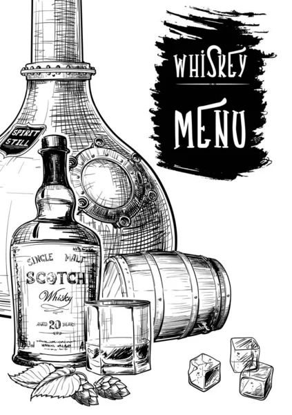 Menú con plantilla para las empresas relacionadas con el whisky — Archivo Imágenes Vectoriales