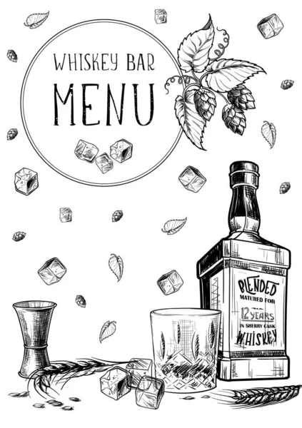 Menu modelé pour les entreprises liées au whisky — Image vectorielle