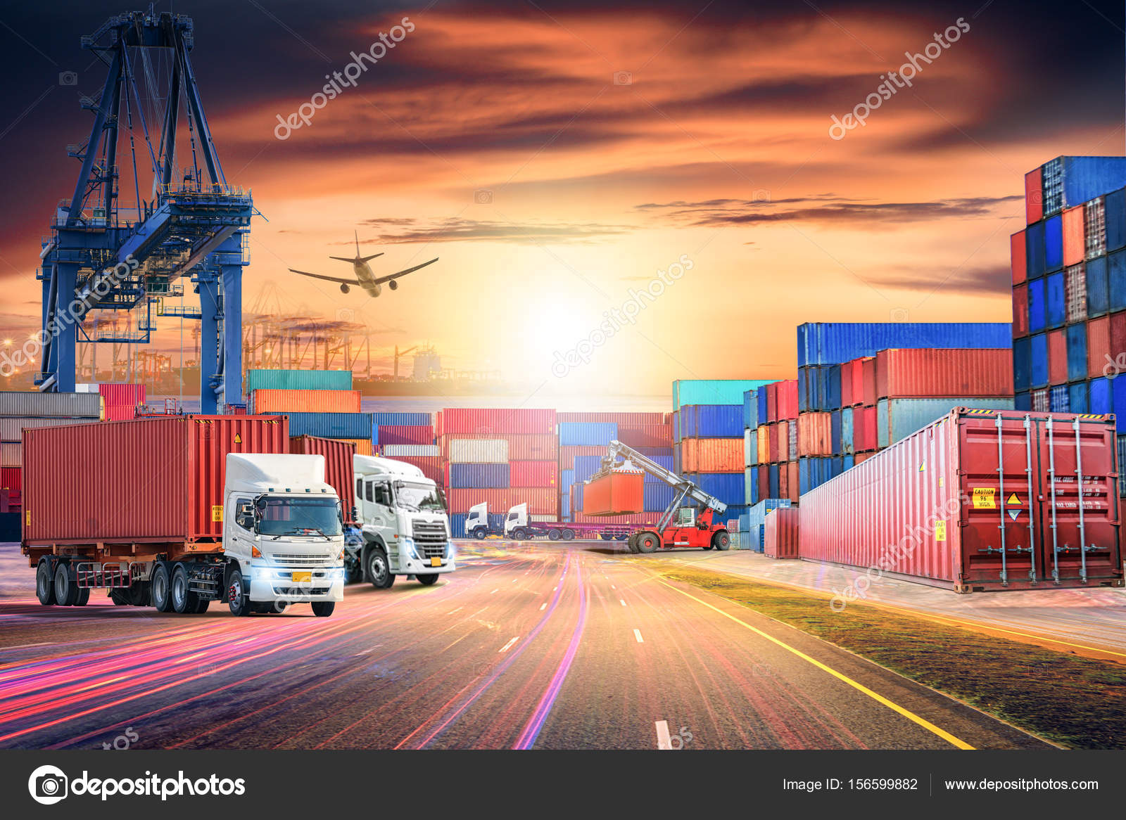 물류 가져오기 내보내기 배경 및 전송 산업 컨테이너 화물선 화물의 — 스톡 사진 © Tryaging #156599882