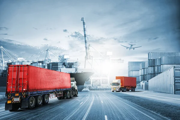 Logistica import export background e industria di trasporto di Container Cargo cargo nave — Foto Stock