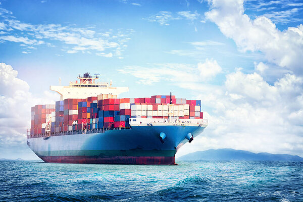 Logistics and transportation of International Container Cargo ship in the ocean