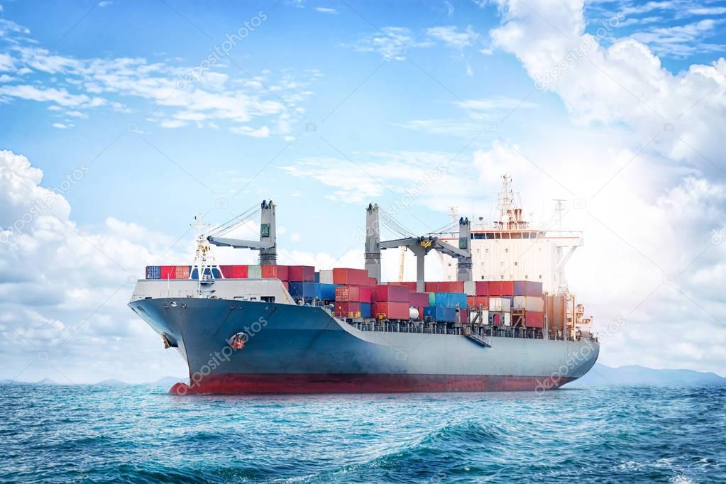 Logistics and transportation of International Container Cargo ship in the ocean