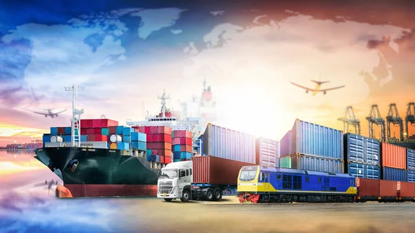 Concetto globale di logistica aziendale import export background e trasporto container cargo — Foto Stock