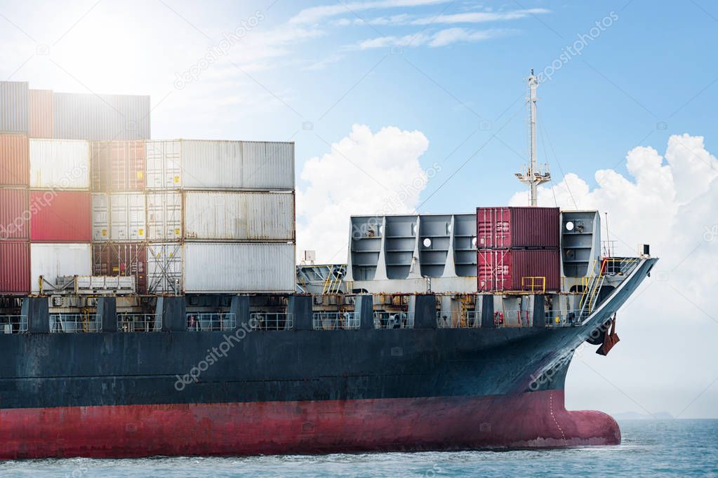 Logistics import export concept and transport industry of container cargo freight ship in the ocean