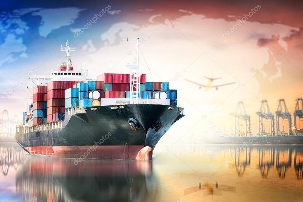 Global business logistics import export background and container cargo transport concept