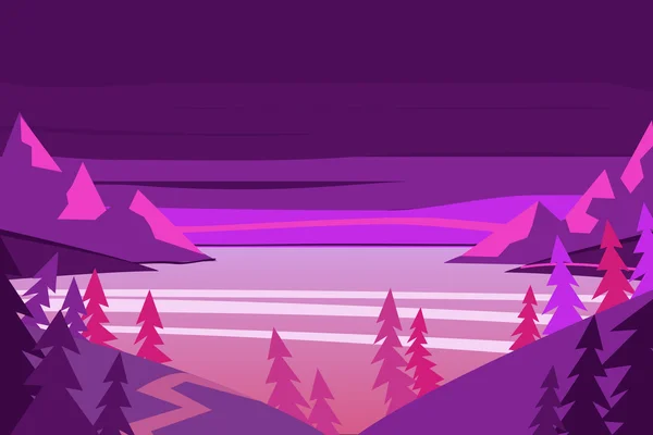 Violette Landschaft. Vektorillustration. — Stockvektor