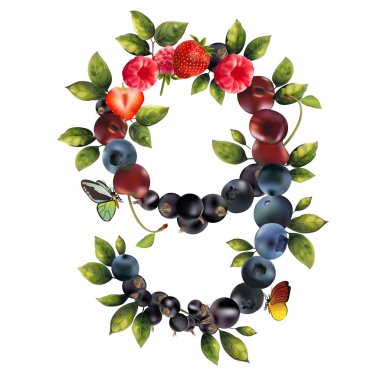 Gerçekçi çilek dokuz sayısı.