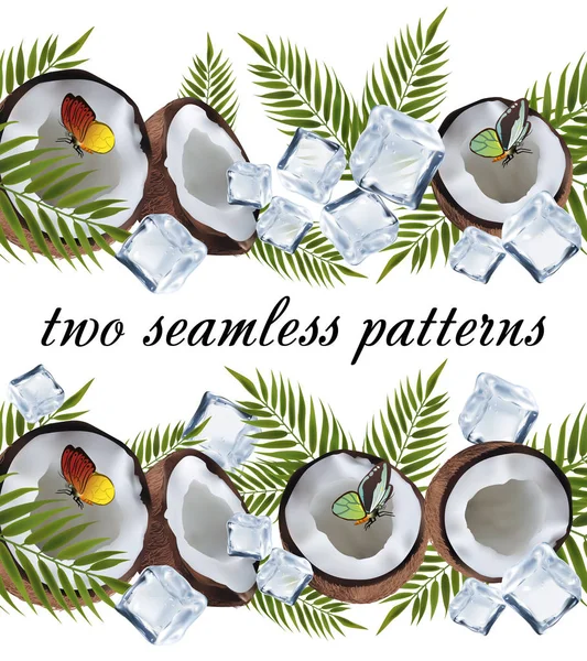 Two seamless coconut pattern — Stock Vector