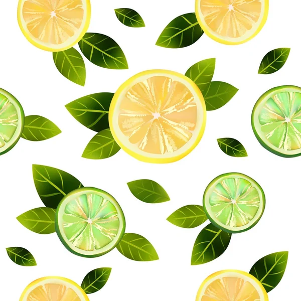 Bezszwowe tło z cytryny i limonki — Wektor stockowy