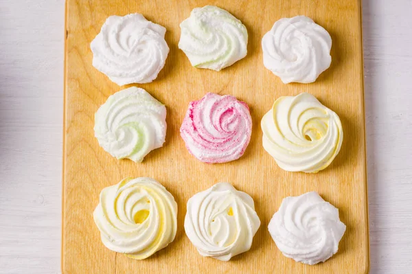 Homemade Sweet Colored Meringue White Background — Stock Photo, Image