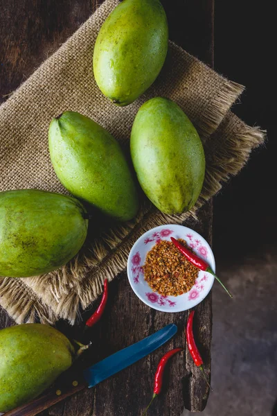 Zöld mangó és chili só — Stock Fotó