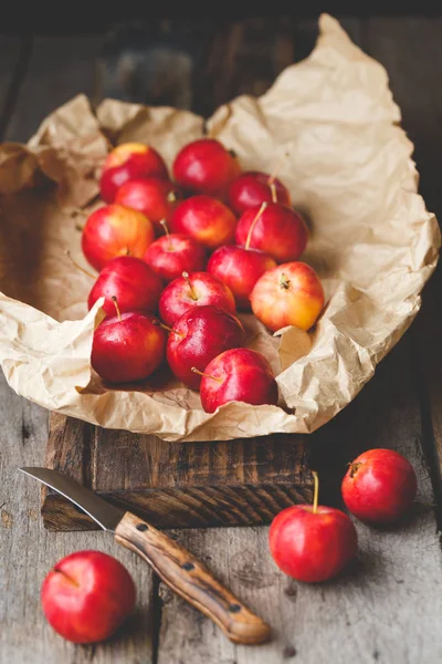 Rode Kleine Appels Het Oude Hout — Stockfoto