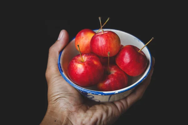 Red Little Apples Old Wood — Stock Photo, Image