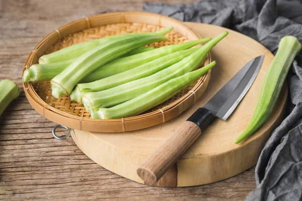 Okra Lady Segar Jari Dari Asia — Stok Foto