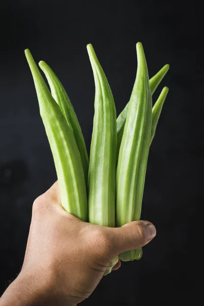 Dedo Fresco Okra Lady Ásia — Fotografia de Stock