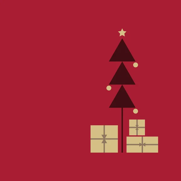Weihnachtsbaum Mit Geschenken Rot — Stockvektor