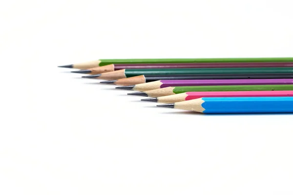 Raden av färgpennor. — Stockfoto