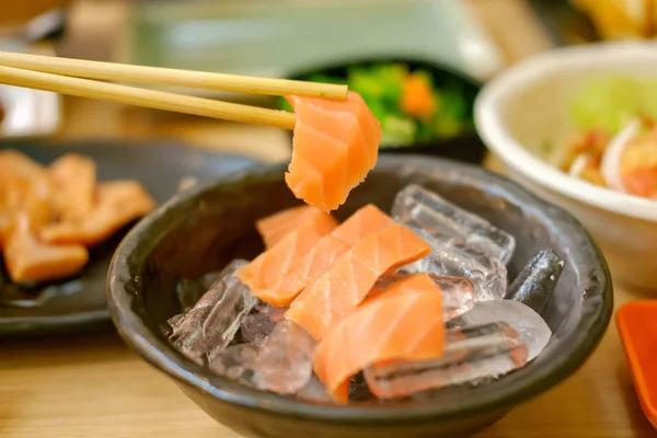 Raw salmon fillet.