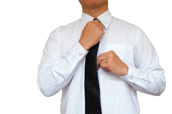 Hand instellen stropdas. — Stockfoto