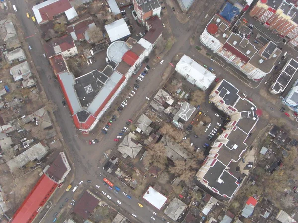 Районы в центре Самары, вид сверху — стоковое фото