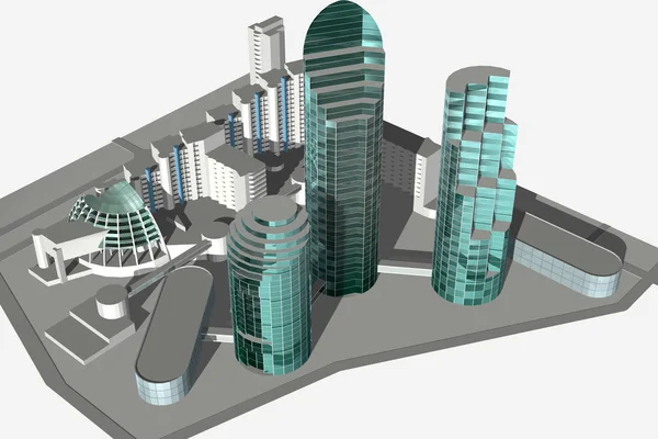 Město budoucnosti. Model městských čtvrtí — Stock fotografie