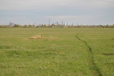 Samara şehir ufukta ile yeşil alan