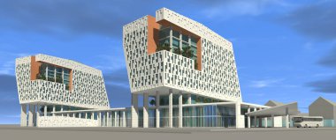 Model modern tarzda iki bina modern bir kamu Binası