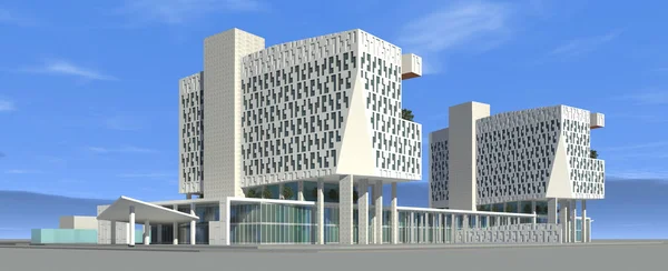 Model of a modern public building of the two buildings in modern style — Stock Photo, Image